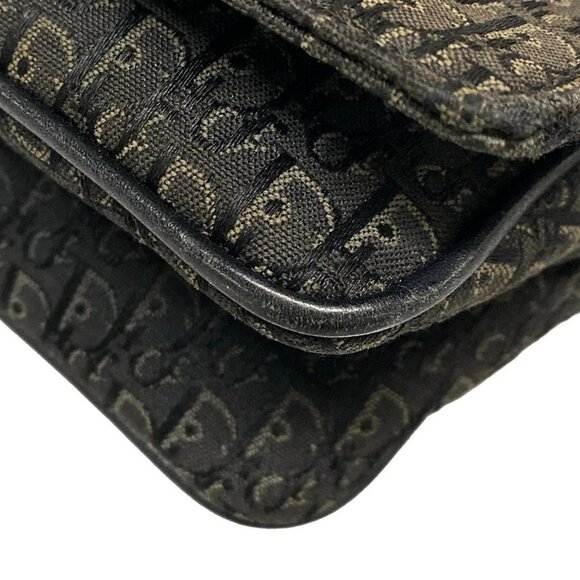 Auth DIOR/ChristianDior Street Chic/Trotter Black Jacquard Leather Shoulder Bag - Picture 3 of 16